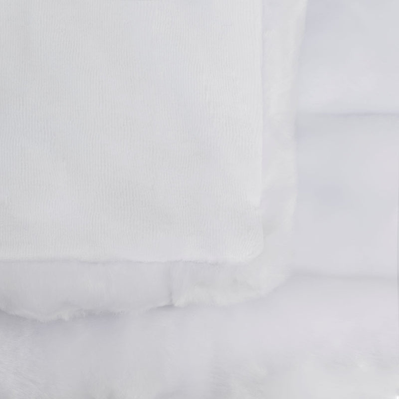 luxury faux fur white blanket for pets showing cotton velour lining