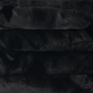 close up view of black faux fur blanket