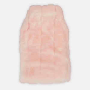 minimink faux fur hot water bottle cover in pink on cream background