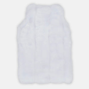 minimink faux fur hot water bottle cover in white on cream background