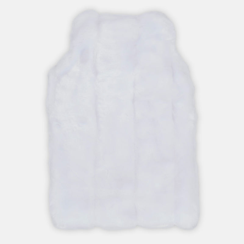 minimink faux fur hot water bottle cover in white on cream background