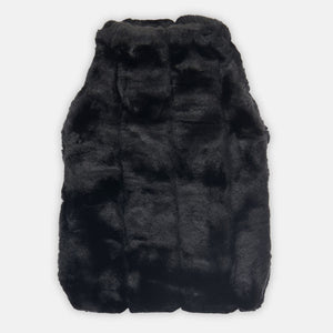 miniminkfaux fur  hot water bottle cover in ebony on cream background