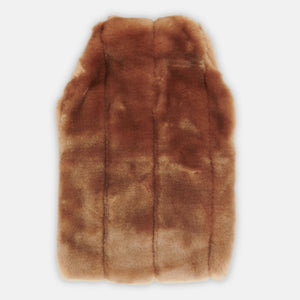 minimink faux fur hot water bottle cover in honey on cream background